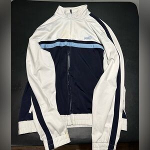 Puma Retro Track Jacket White/Navy Vintage Full Zip Men’s L